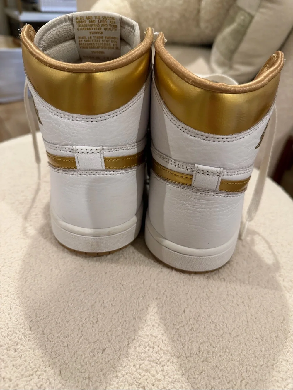 Women's Nike Air Jordan 1 Retro High OG in White and Metallic Gold